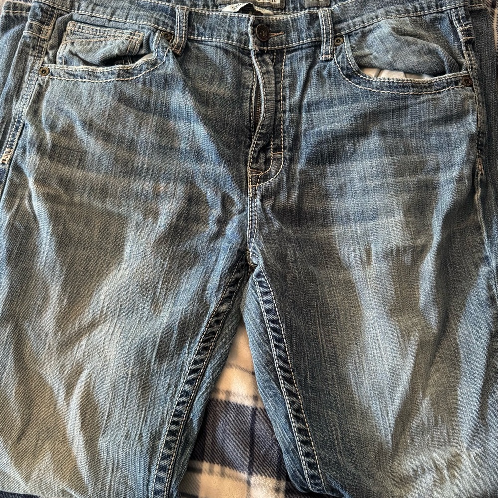 BKE Tyler Straight Leg Blue Denim Jeans - 38L - Picture 2 of 5